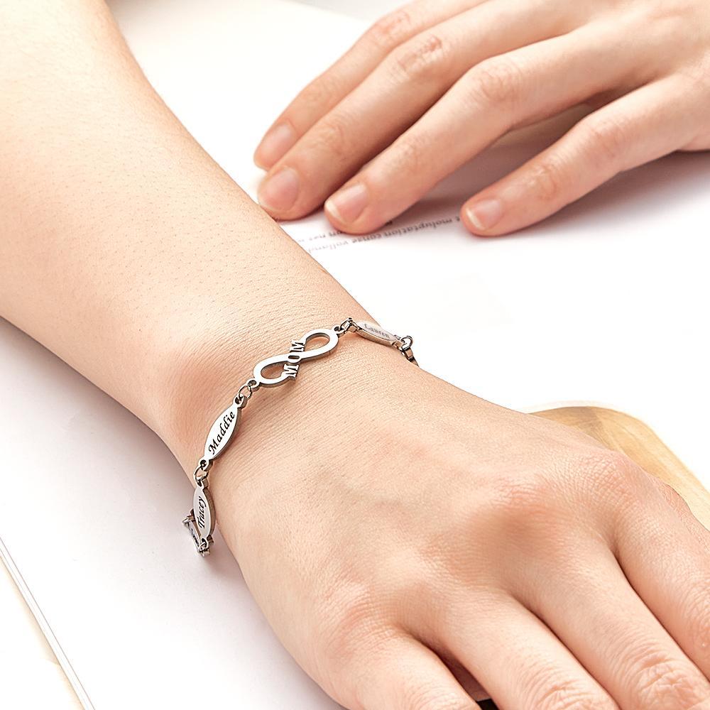 Personalized Mom Bracelet Charming Engraved Bracelet Mother's Day Gifts - NameNecklace