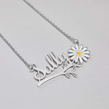 Daisy  Flower Name Necklace Personalized Floral Name Necklace Jewelry Gift For Her - NameNecklace