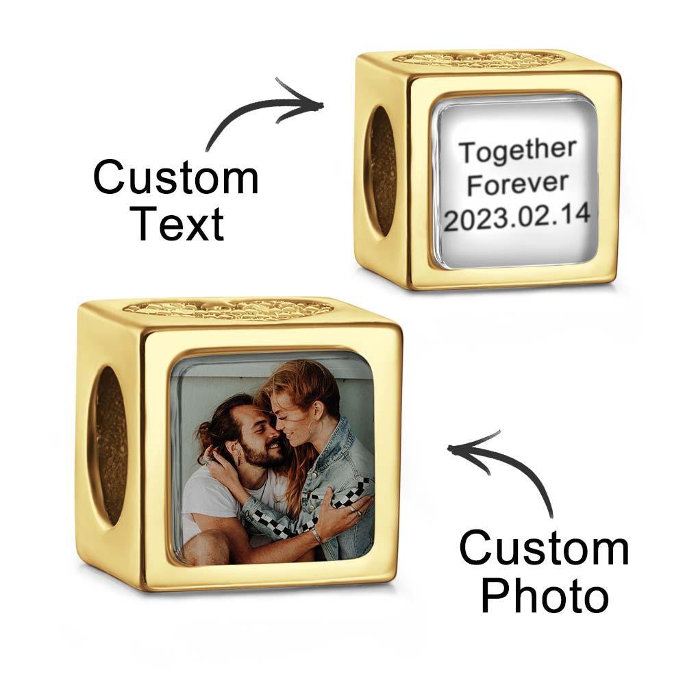 Custom Photo Engraved Charm Square Heart Diamond Romantic Gifts - NameNecklace