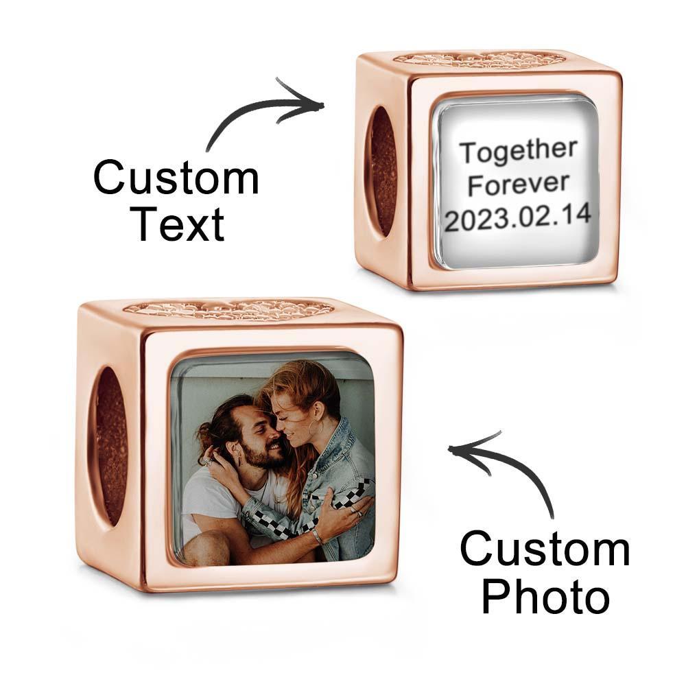 Custom Photo Engraved Charm Square Heart Diamond Romantic Gifts - NameNecklace