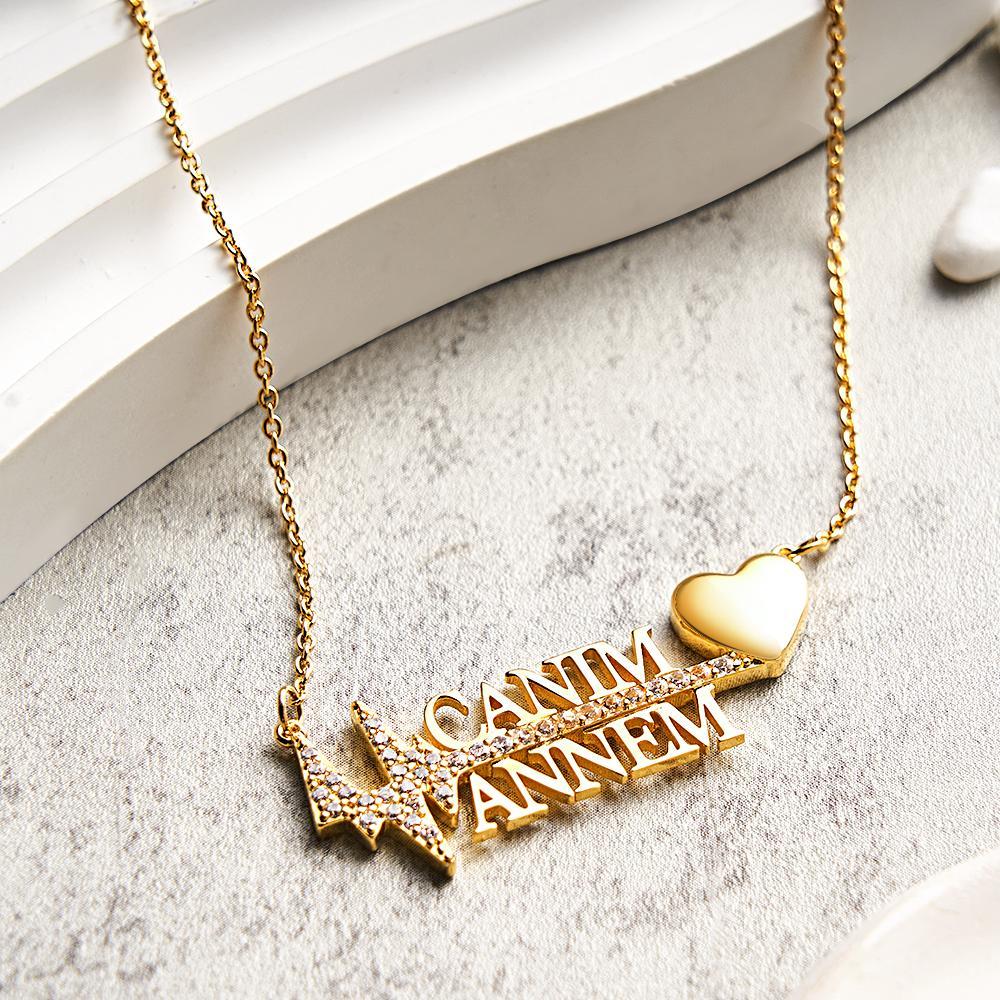 Personalized Heartbeat Name Necklace Creative Love Pendant Jewelry Gifts for Her - NameNecklace