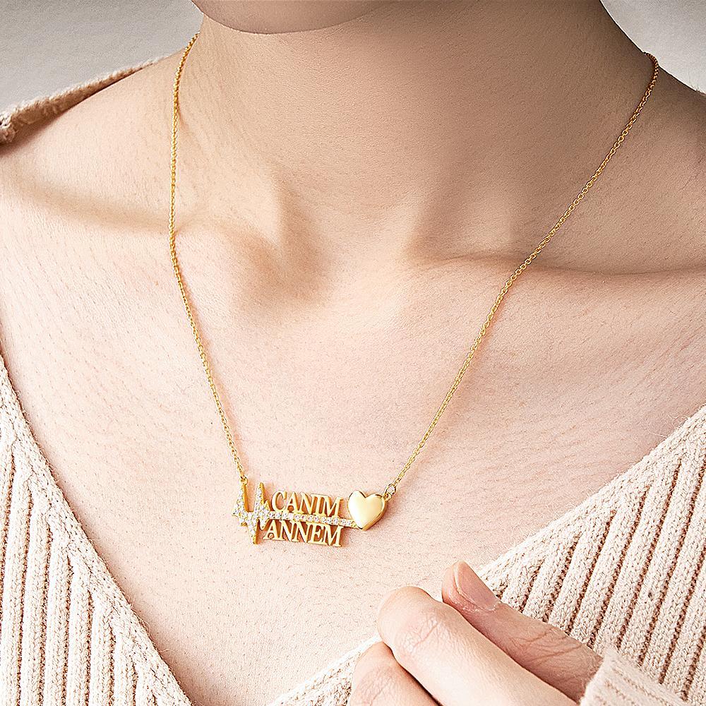Personalized Heartbeat Name Necklace Creative Love Pendant Jewelry Gifts for Her - NameNecklace