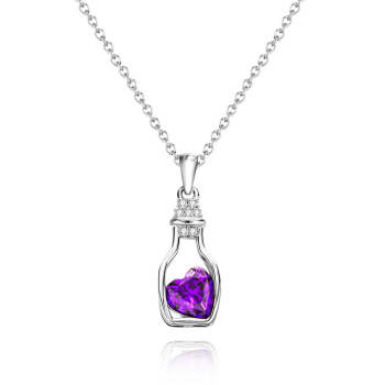 Drift Bottle with Heart Birthstone Necklace Personalized Elegant Pendant Gifts For Her - NameNecklace