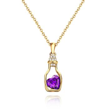 Drift Bottle with Heart Birthstone Necklace Personalized Elegant Pendant Gifts For Her - NameNecklace