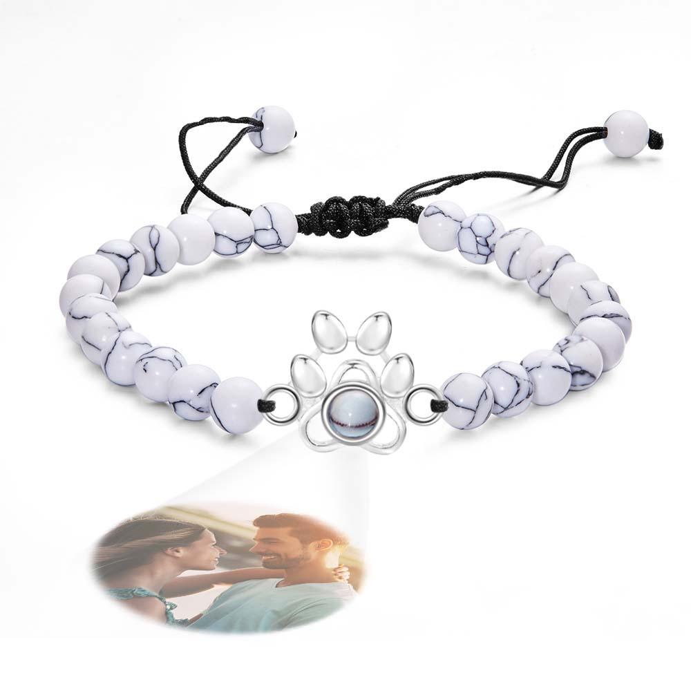 Personalized Photo Projection Beads Bracelet With Pet Claw Memorial Gift For Her - NameNecklace