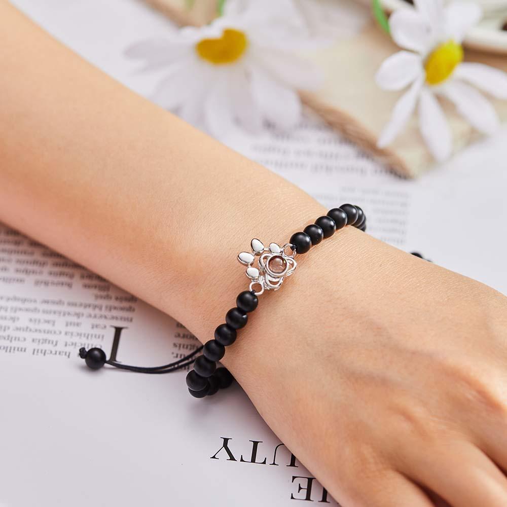 Personalized Photo Projection Beads Bracelet With Pet Claw Memorial Gift For Her - NameNecklace