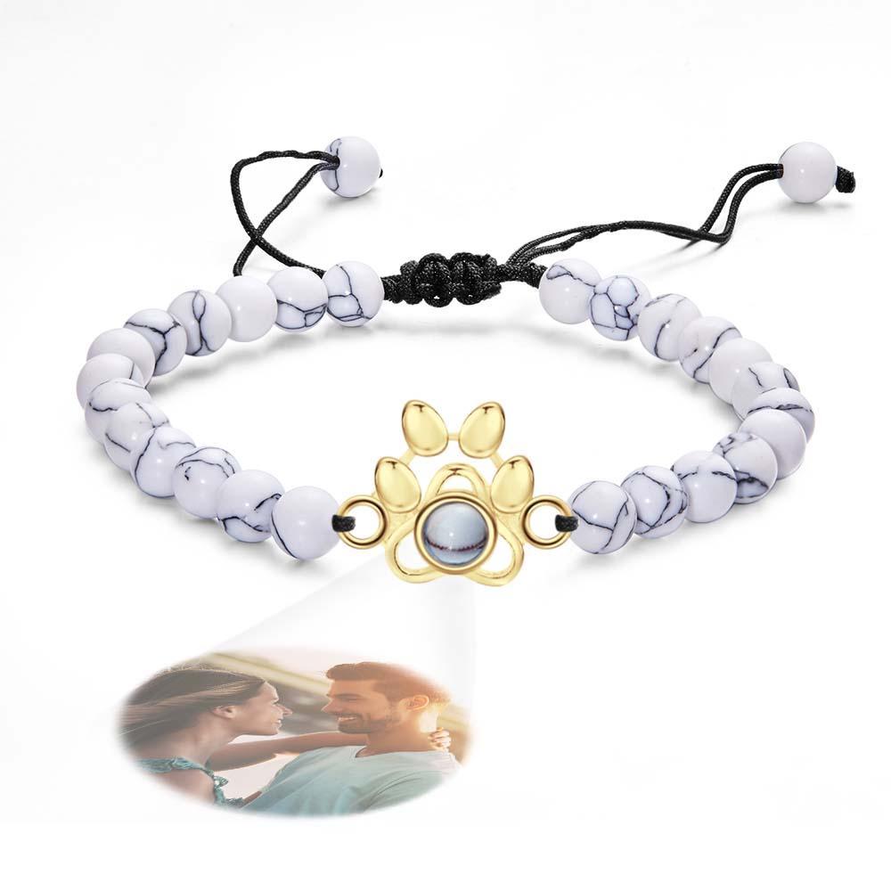 Personalized Photo Projection Beads Bracelet With Pet Claw Memorial Gift For Her - NameNecklace