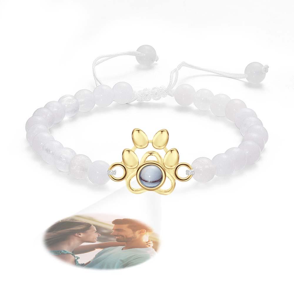Personalized Photo Projection Beads Bracelet With Pet Claw Memorial Gift For Her - NameNecklace