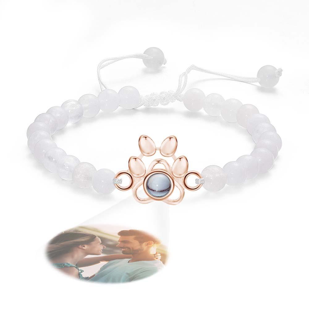 Personalized Photo Projection Beads Bracelet With Pet Claw Memorial Gift For Her - NameNecklace