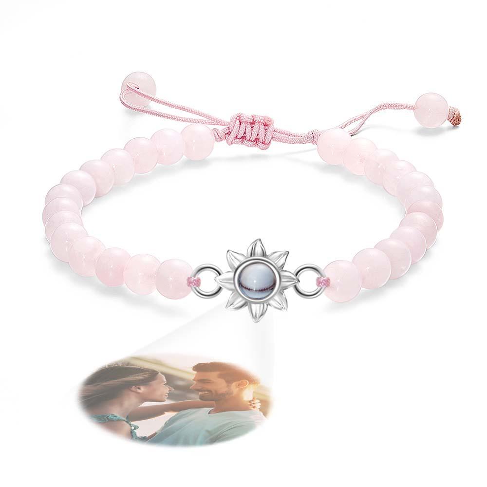 Personalized Photo Projection Beads Bracelet With Sunflower Creative Gift For Her - NameNecklace