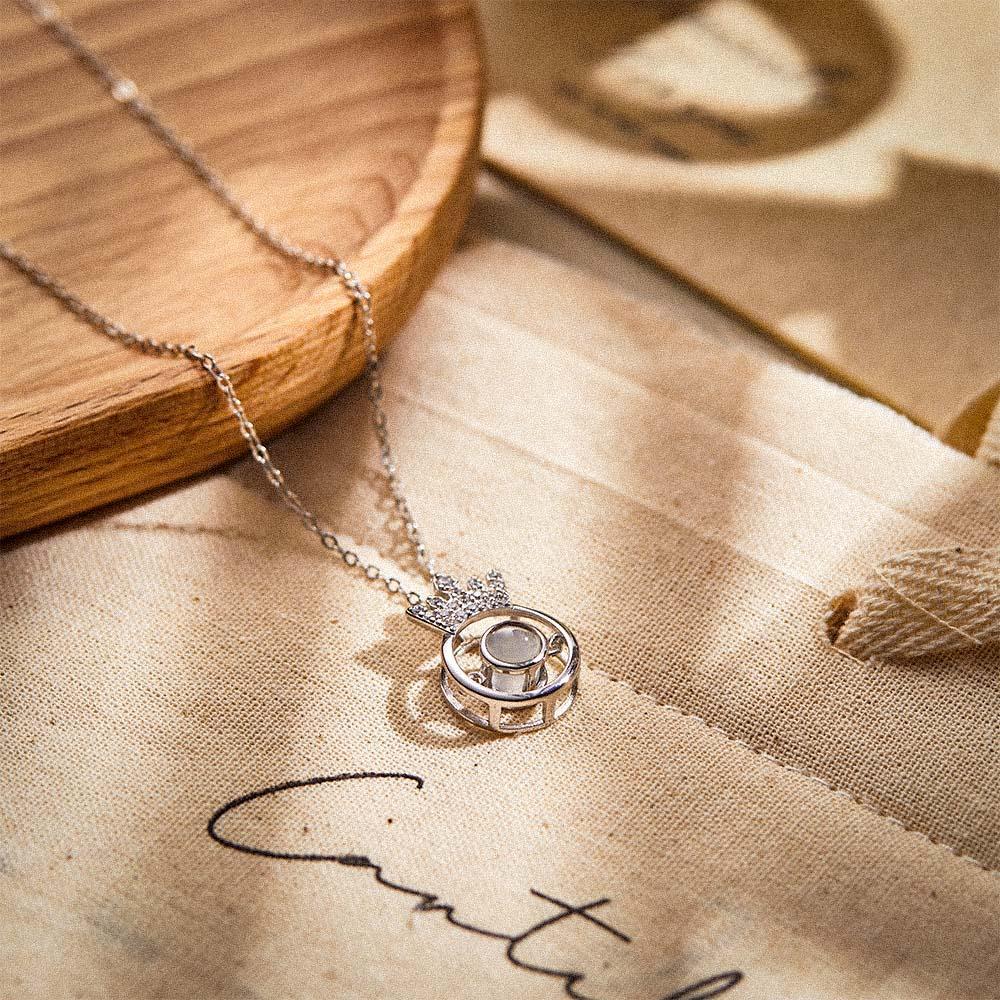 Custom Photo Projection Necklace Fashion Crown Gifts - NameNecklace