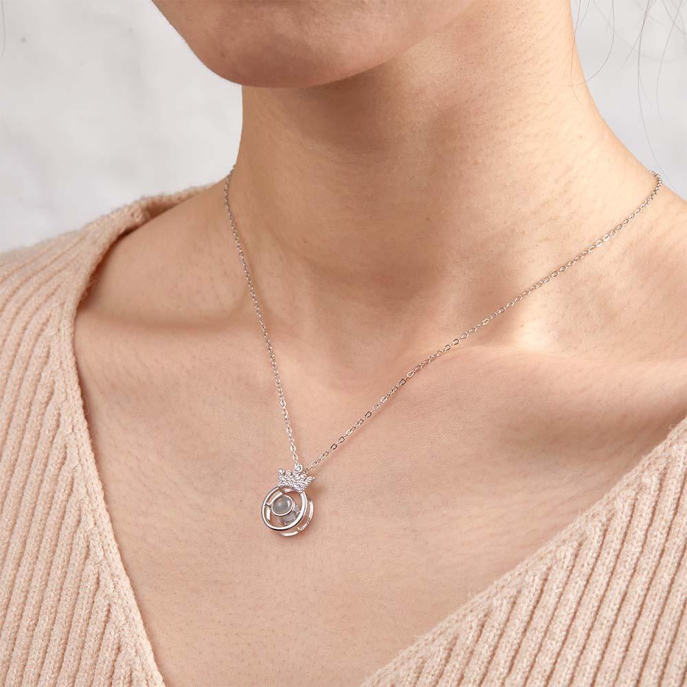 Custom Photo Projection Necklace Fashion Crown Gifts - NameNecklace