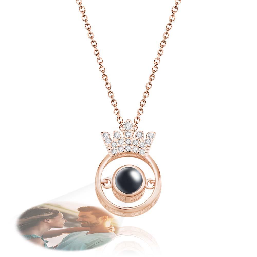 Custom Photo Projection Necklace Fashion Crown Gifts - NameNecklace