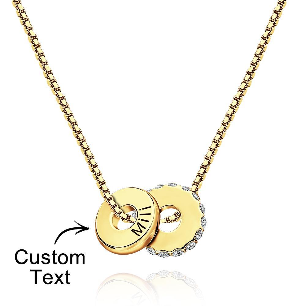 Personalized Engraved Rhinestones Circle Necklace Delicate Pendant Jewelry For Her - NameNecklace
