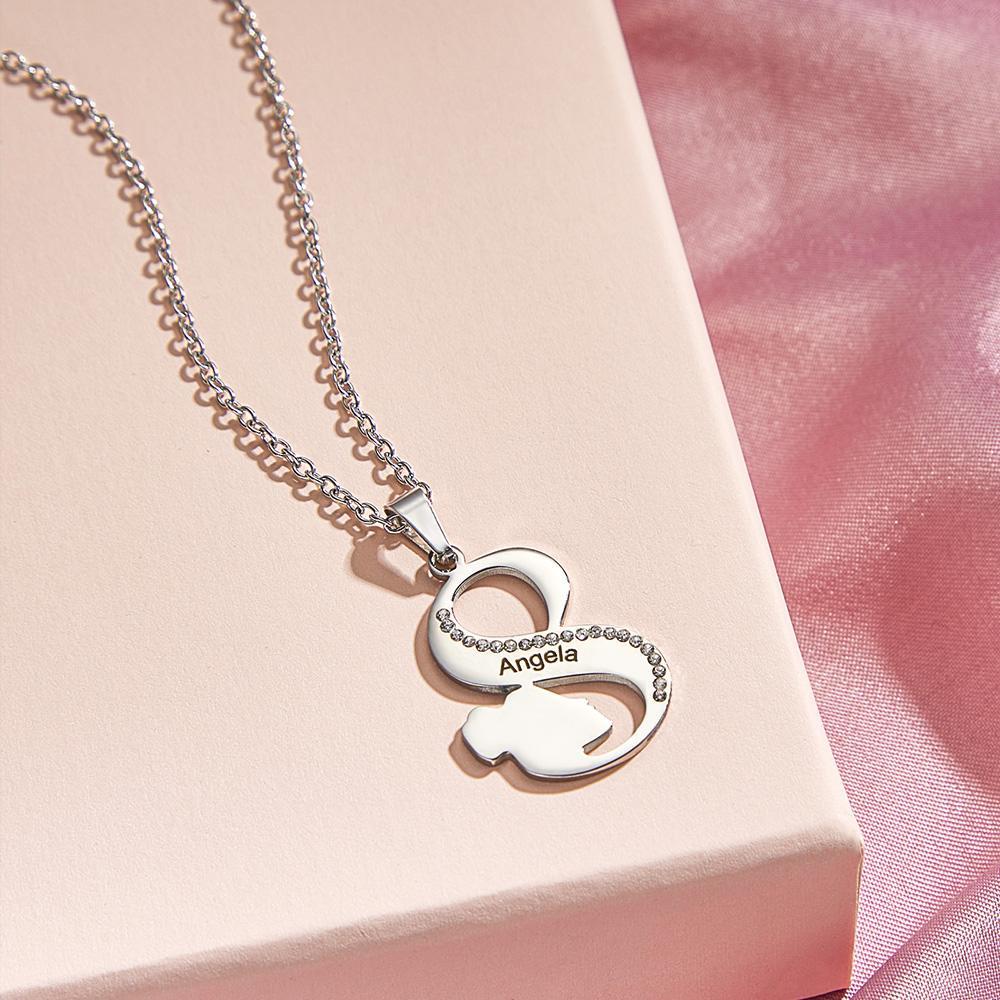 Engraved Women S Line Rhinestones Necklace Elegant Pendant Jewelry For Her - NameNecklace