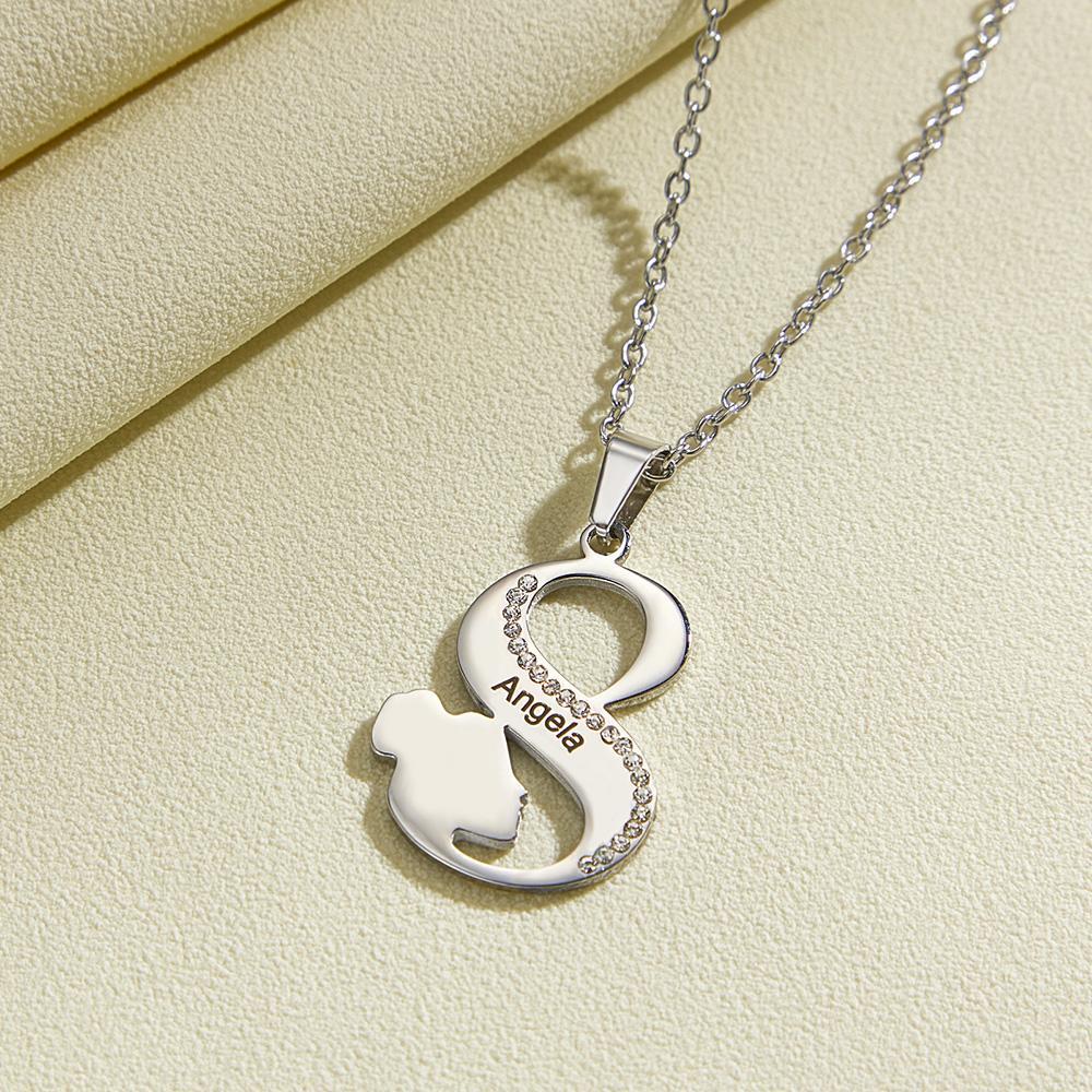 Engraved Women S Line Rhinestones Necklace Elegant Pendant Jewelry For Her - NameNecklace