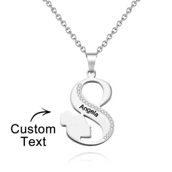 Engraved Women S Line Rhinestones Necklace Elegant Pendant Jewelry For Her - NameNecklace