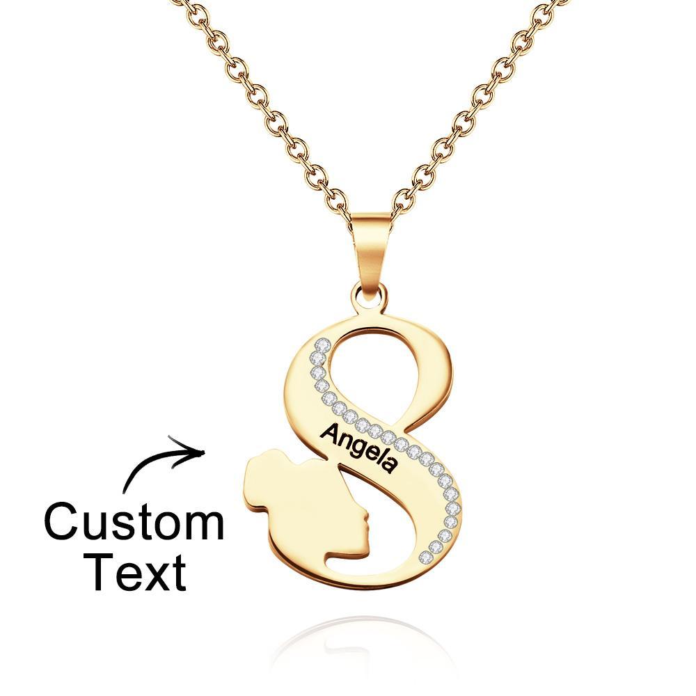 Engraved Women S Line Rhinestones Necklace Elegant Pendant Jewelry For Her - NameNecklace
