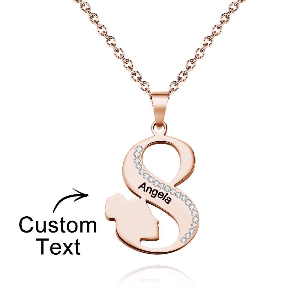 Engraved Women S Line Rhinestones Necklace Elegant Pendant Jewelry For Her - NameNecklace
