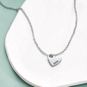 Engraved Love Letter Necklace Fashionable Heart Shaped Necklace For Her - NameNecklace