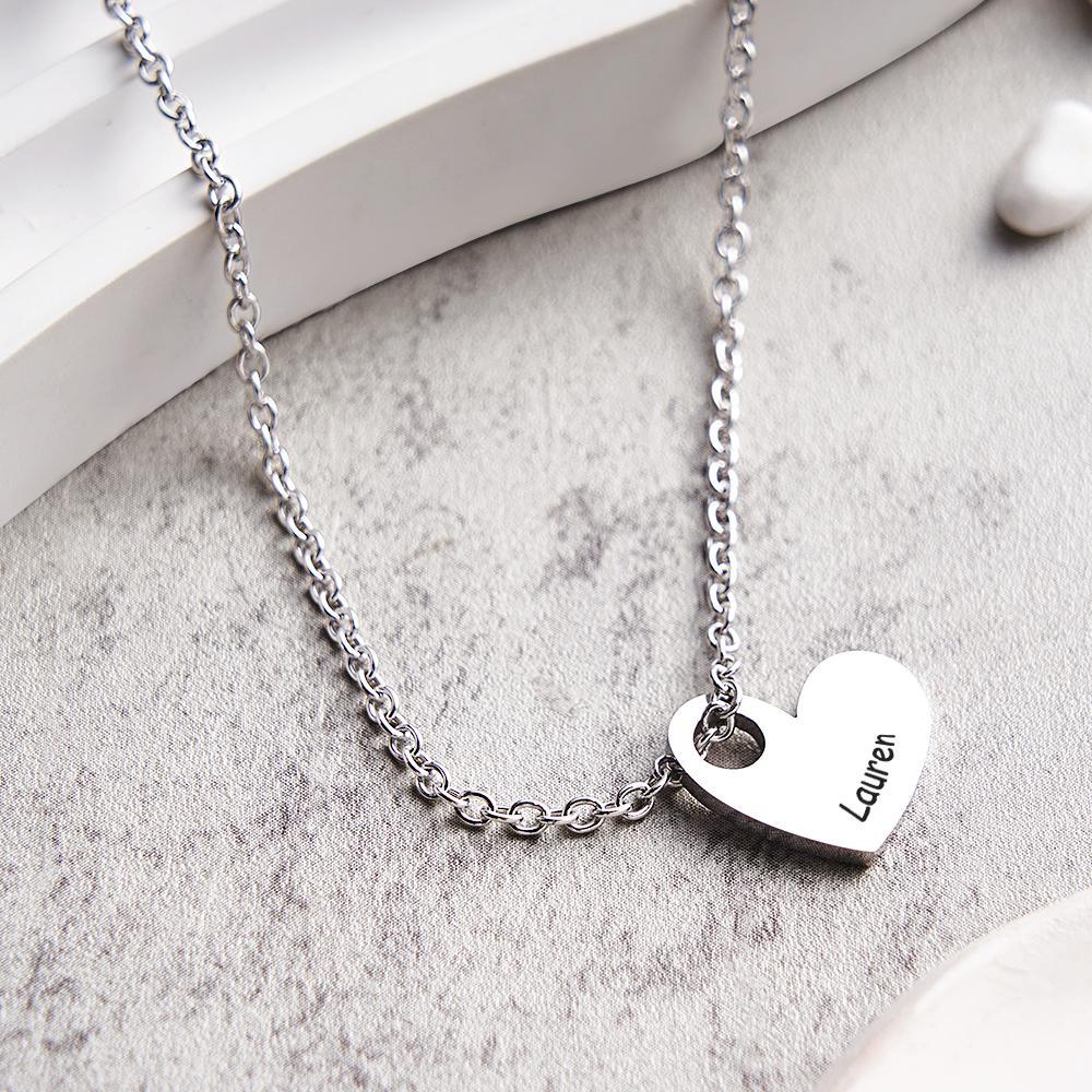 Engraved Love Letter Necklace Fashionable Heart Shaped Necklace For Her - NameNecklace