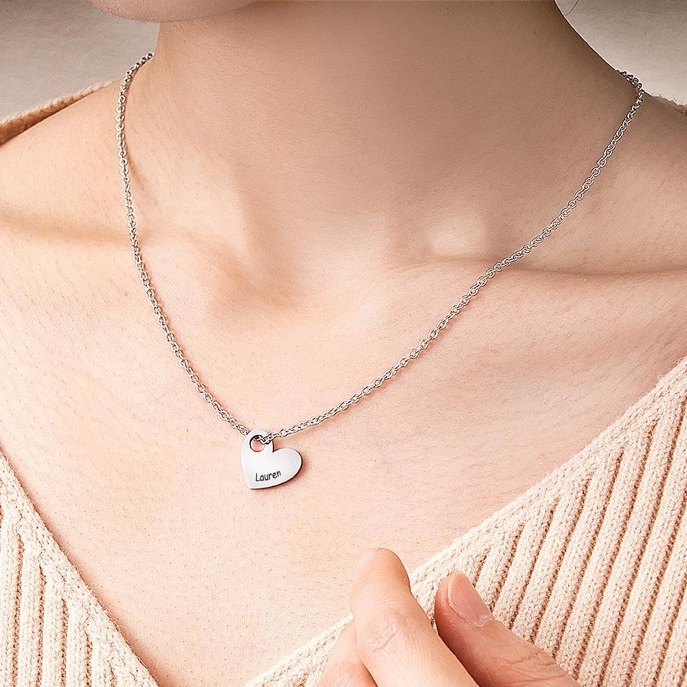 Engraved Love Letter Necklace Fashionable Heart Shaped Necklace For Her - NameNecklace