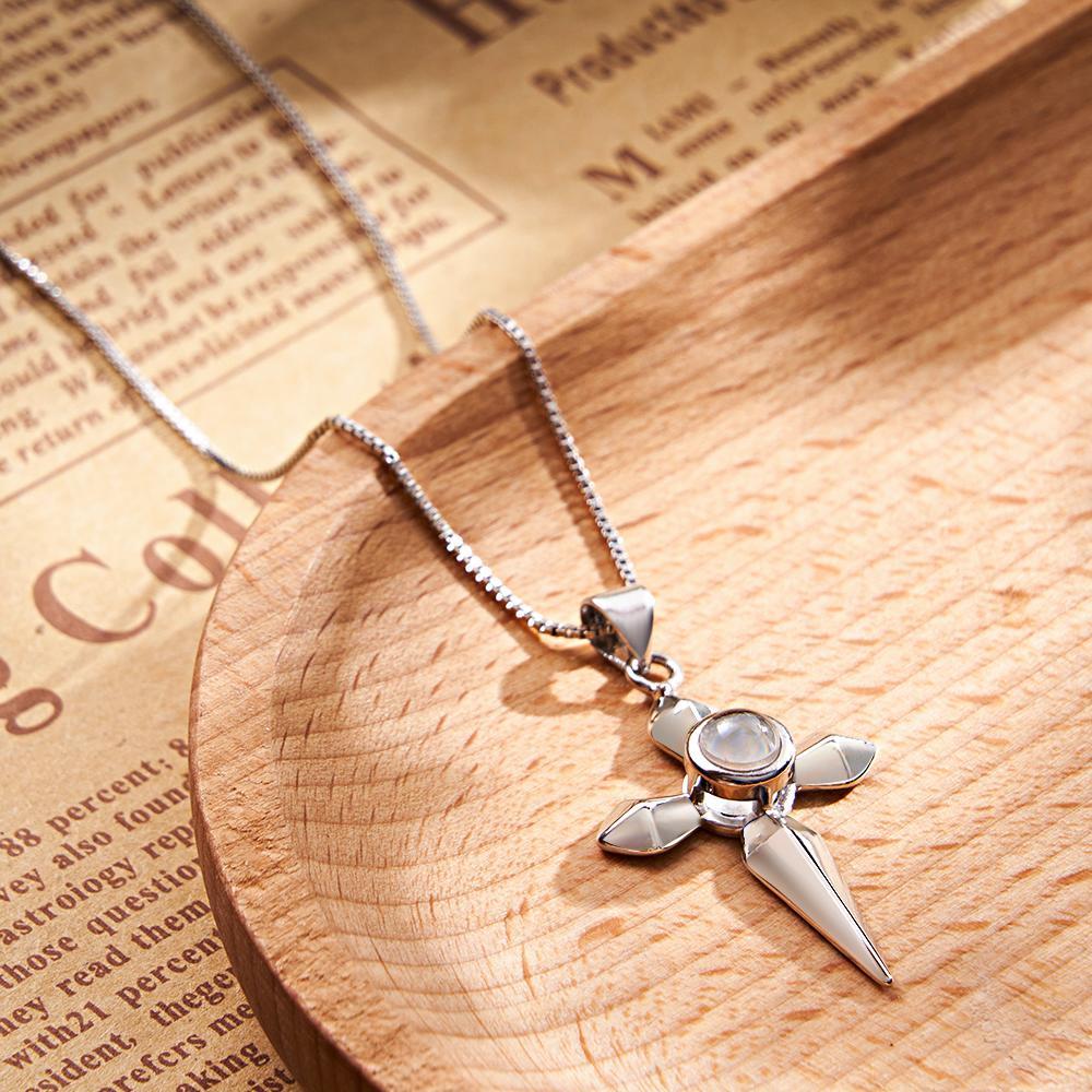 Custom Projection Necklace Love Sword a Pair Gifts for Couple - NameNecklace
