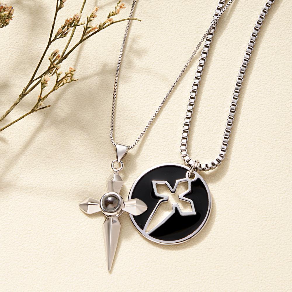 Custom Projection Necklace Love Sword a Pair Gifts for Couple - NameNecklace
