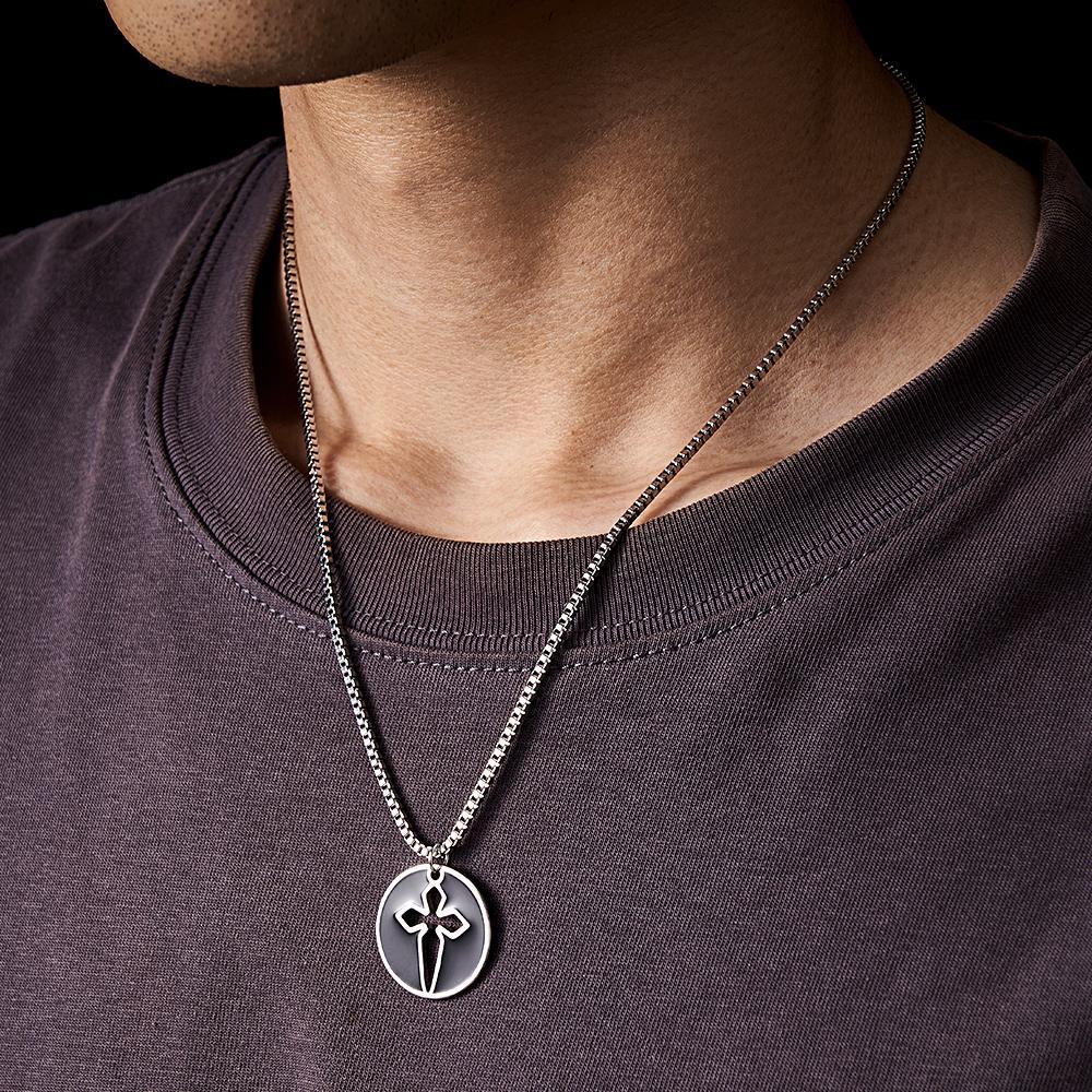 Custom Projection Necklace Love Sword a Pair Gifts for Couple - NameNecklace
