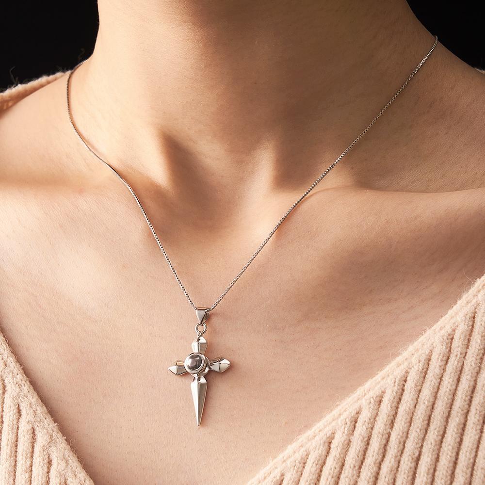 Custom Projection Necklace Love Sword a Pair Gifts for Couple - NameNecklace