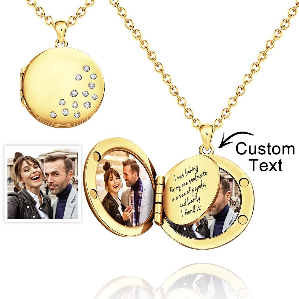 Custom Photo Engraved Necklace Round Locket Custom Unique Page Gifts - NameNecklace