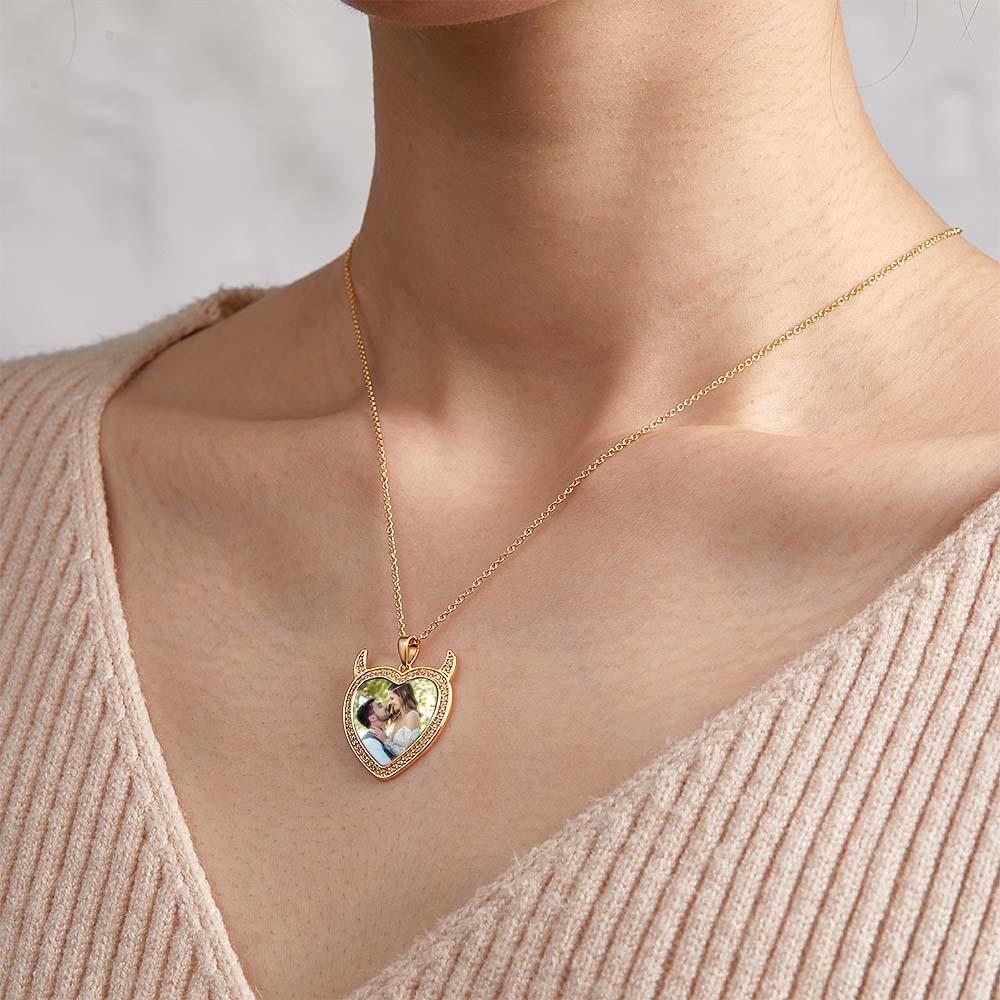 Custom Photo Engraved Necklace Cute Demon Pet Gifts - NameNecklace