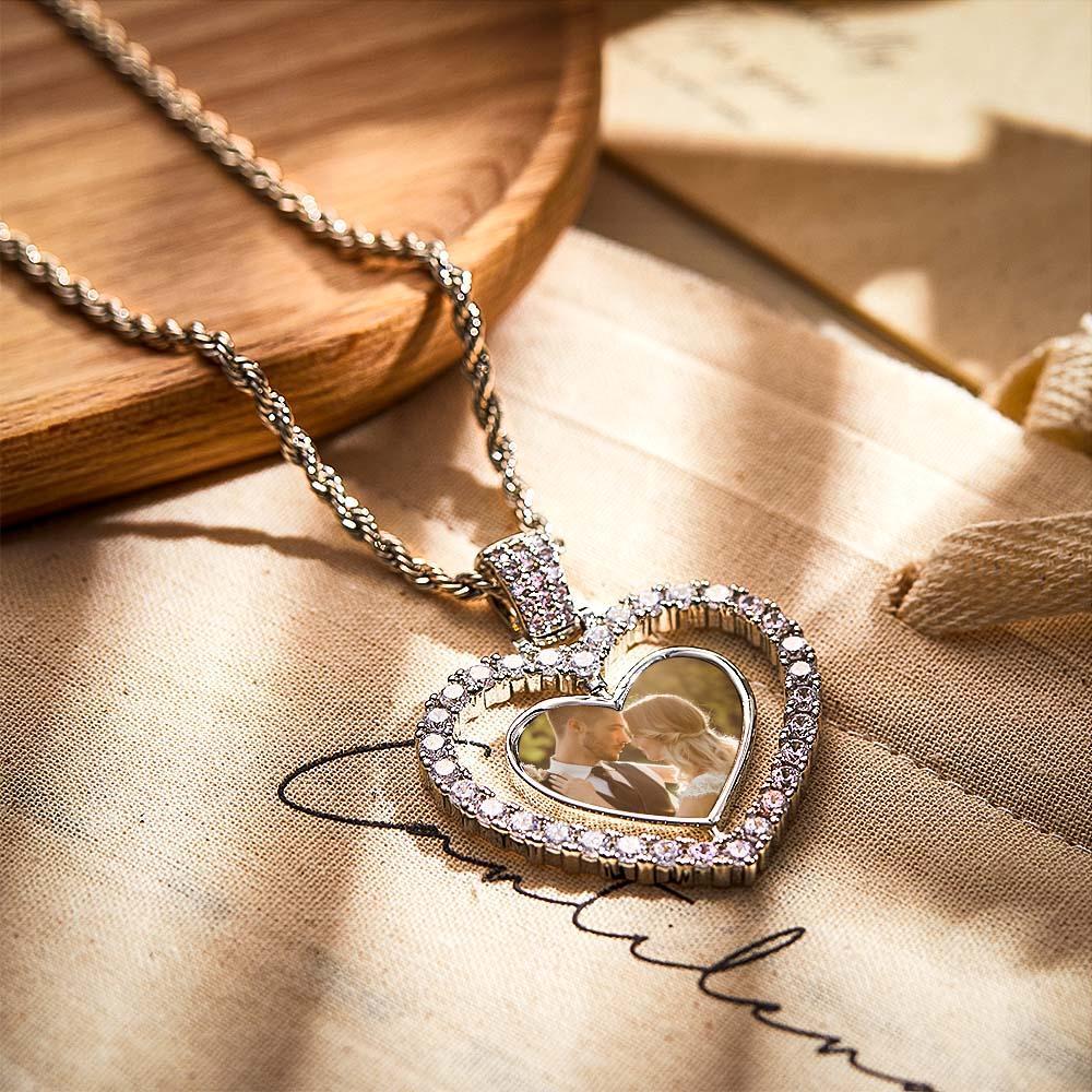 Custom Photo Necklace Creative Heart Double-Sided Gifts - NameNecklace