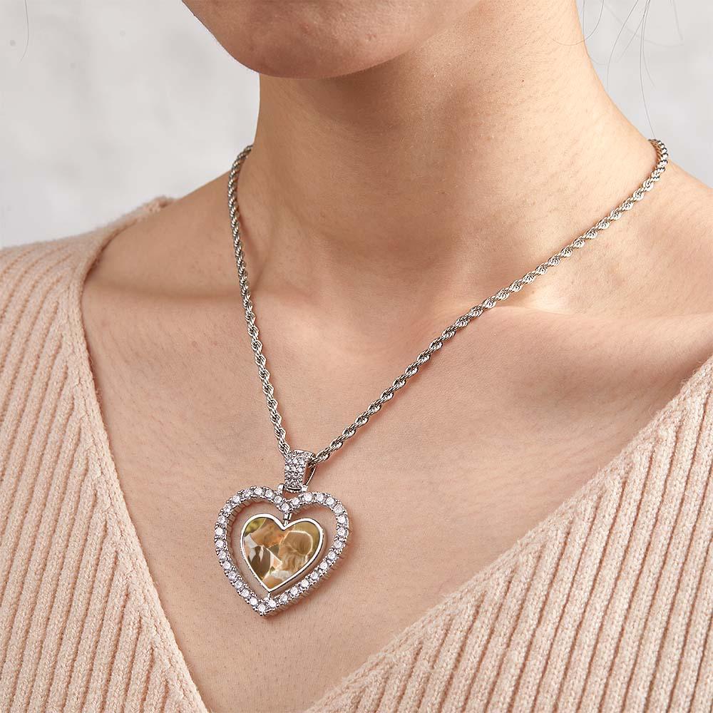 Custom Photo Necklace Creative Heart Double-Sided Gifts - NameNecklace