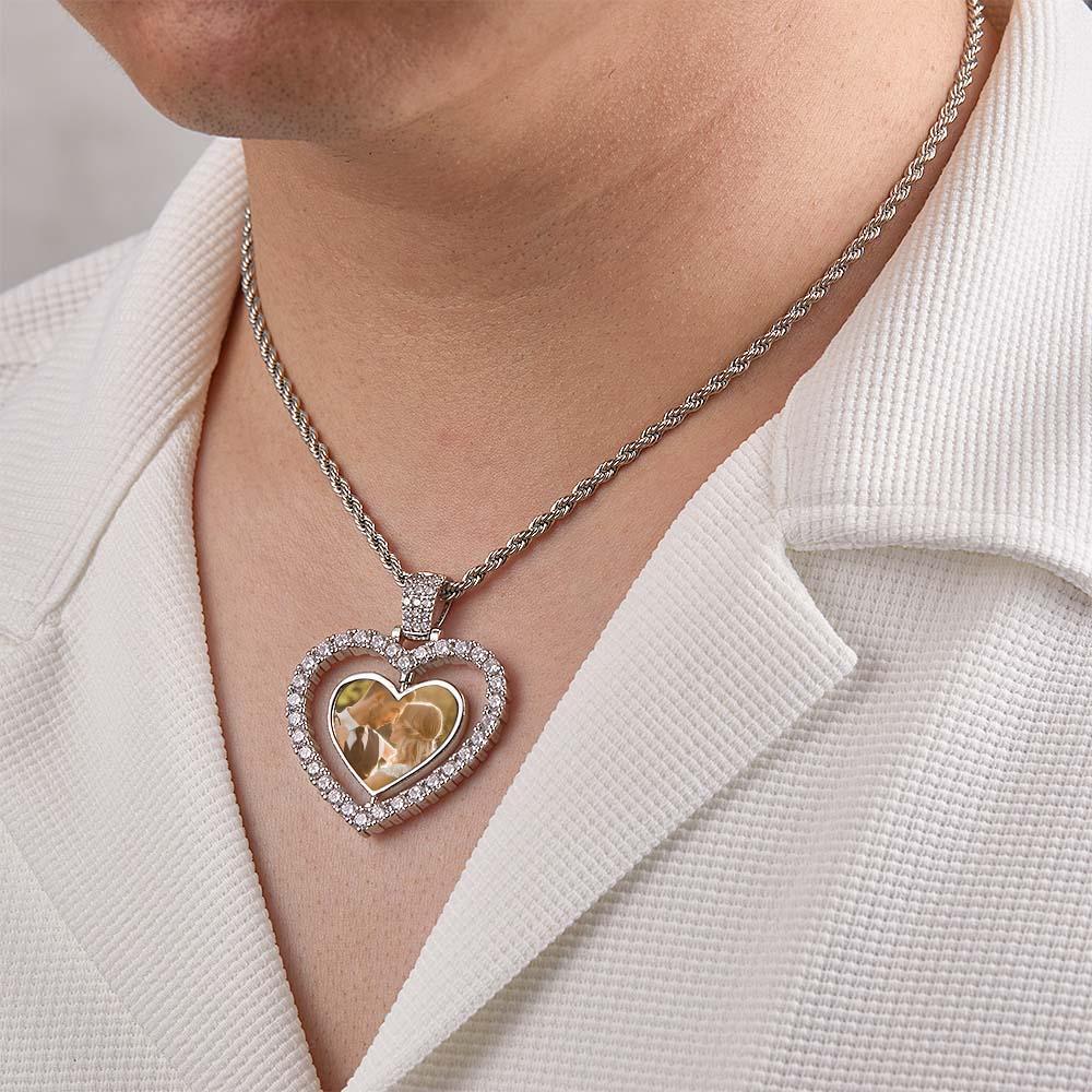 Custom Photo Necklace Creative Heart Double-Sided Gifts - NameNecklace