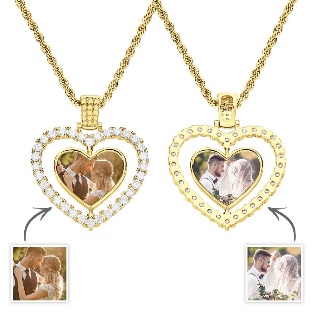 Custom Photo Necklace Creative Heart Double-Sided Gifts - NameNecklace