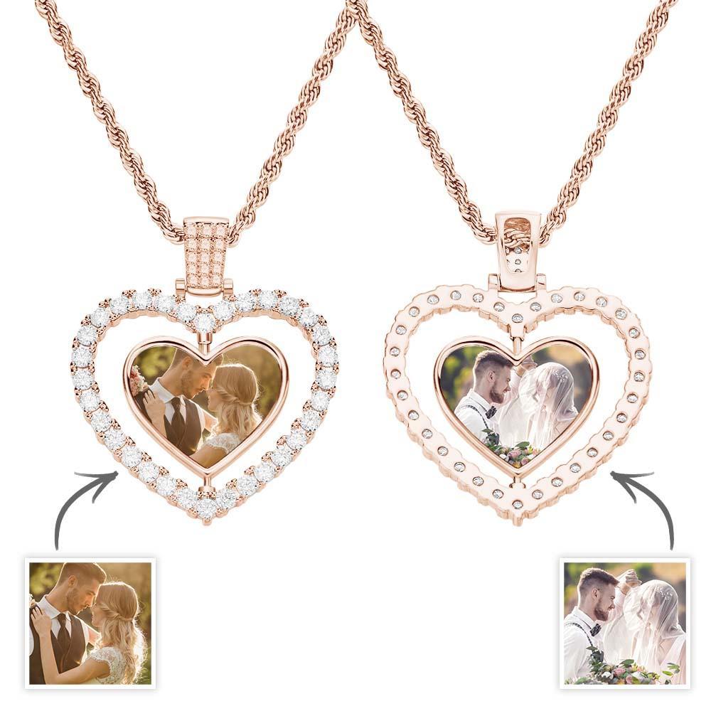 Custom Photo Necklace Creative Heart Double-Sided Gifts - NameNecklace