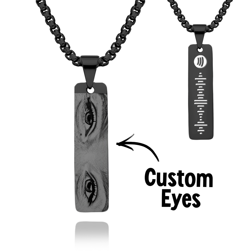 Custom Eyes Photo Necklace Personalization Spotify Code Jewelry Photo Eye Necklace Best Gifts for Her - soufeelus