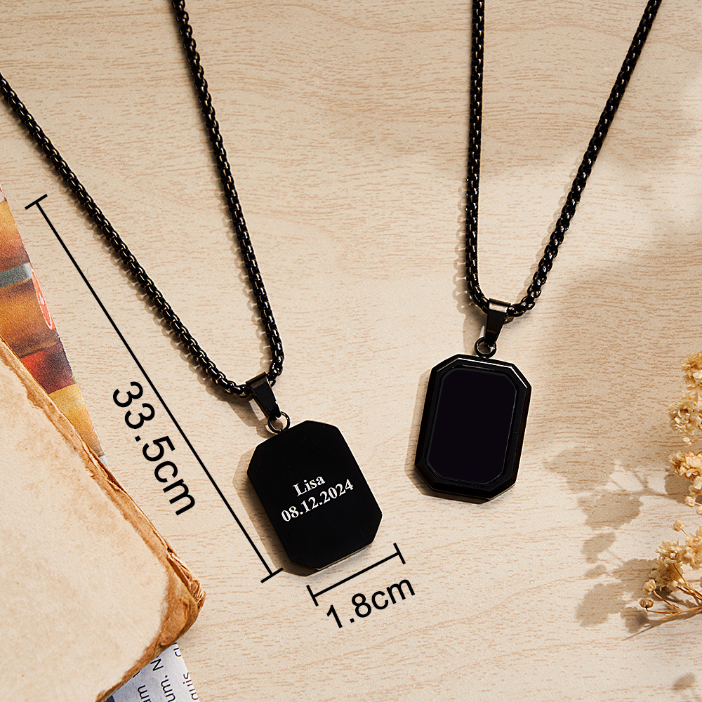 Father's Day Gifts Custom Photo Hidden Heart Magic Necklace Personalized Cold Concealed Photo Necklace Heat Reveal Picture Necklace Gifts for Him