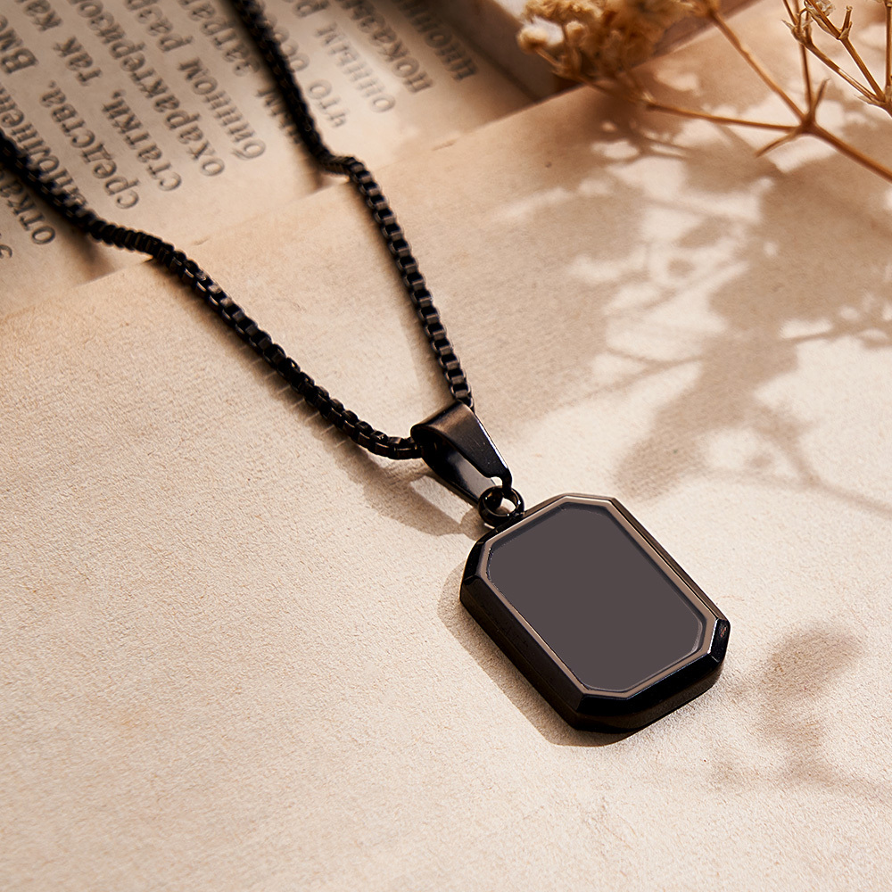 Father's Day Gifts Custom Photo Hidden Heart Magic Necklace Personalized Cold Concealed Photo Necklace Heat Reveal Picture Necklace Gifts for Him