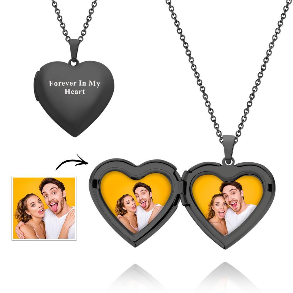 Custom Photo Engraved Neckalce Heart Pendant Exquisite Couple Gifts - NameNecklace