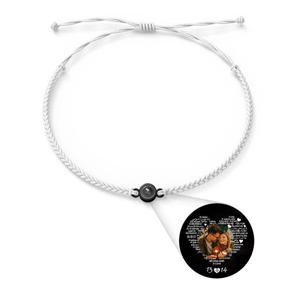 Personalized Photo Projection Charm Bracelet Multiple Colors Styles I love you in 100 languages Minimalist Photo Jewelry Birthday Gift for Her - NameNecklace