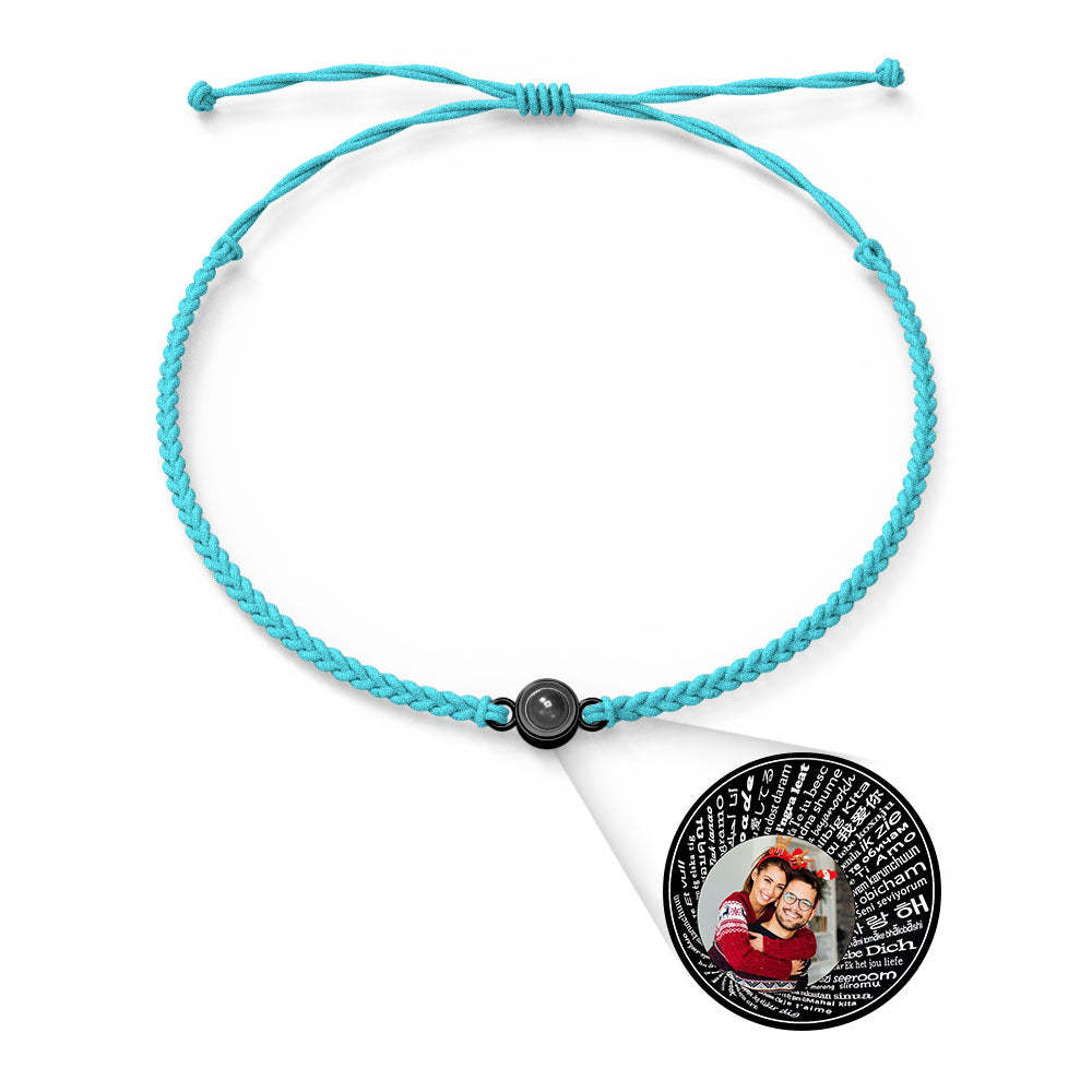 Personalized Photo Projection Charm Bracelet Multiple Colors Styles I love you in 100 languages Minimalist Photo Jewelry Birthday Gift for Her - NameNecklace