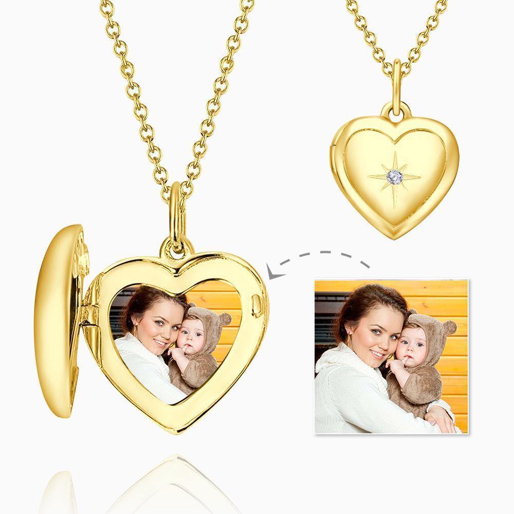 Star Printing Photo Locket Necklace Platinum Plated - yournamencklaceuk