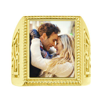 Custom Photo Ring Square Photo with Hollow Rose Gold Plated  Gifts