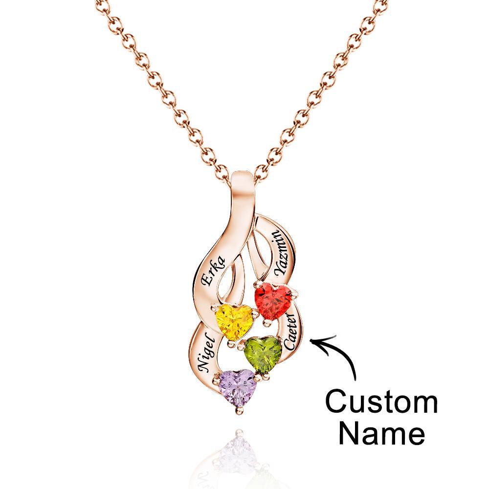 Engravable Vintage Necklace With Heart Birthstone Pendant Necklace For Her - NameNecklace