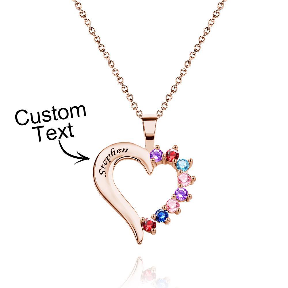 Fashion Birthstone Necklace Heart-Shaped Pendant For Her - NameNecklace