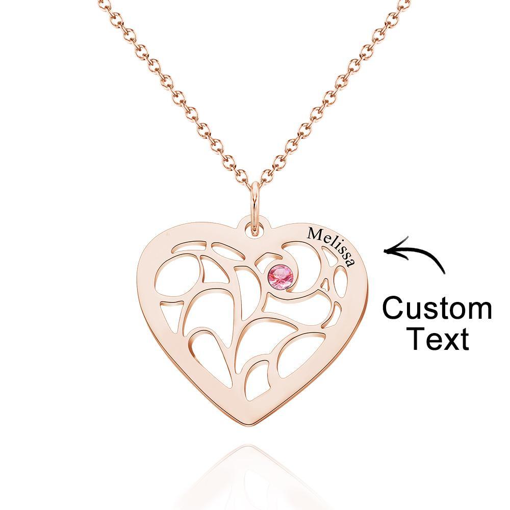 Engraved 1-5 Names Birthstone Family Tree Personalized Heart Shaped Pendant Christmas Day Gifts - NameNecklace