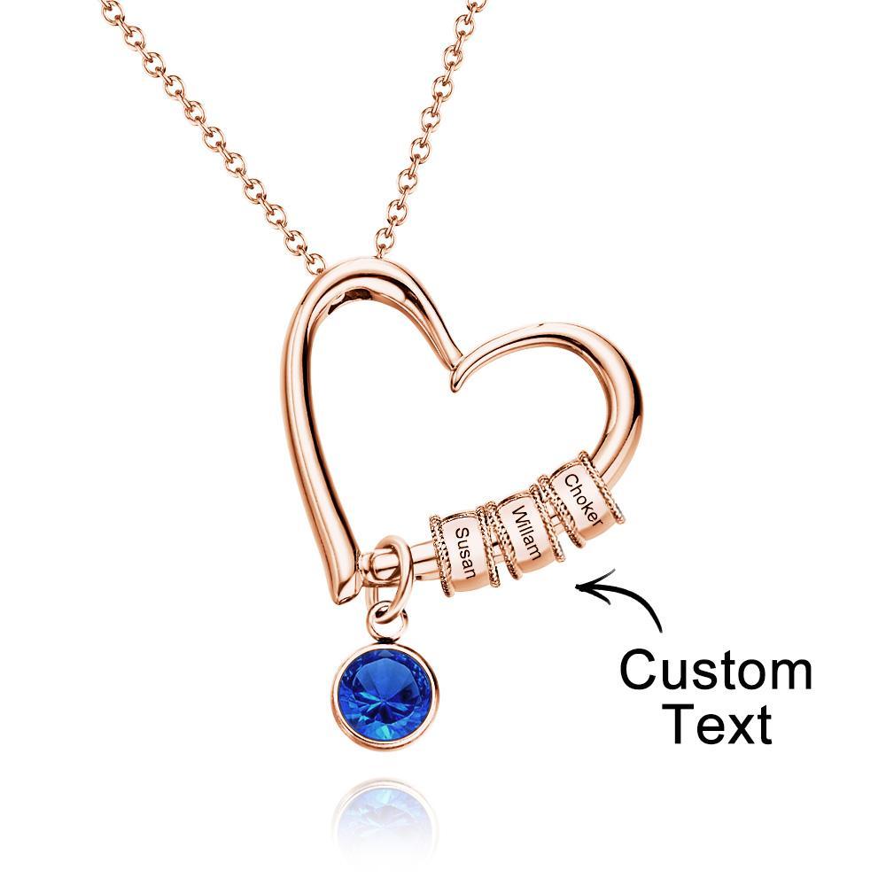 Heart Necklace with Engraved Beads Personalized Charming Necklace for Mom - NameNecklace