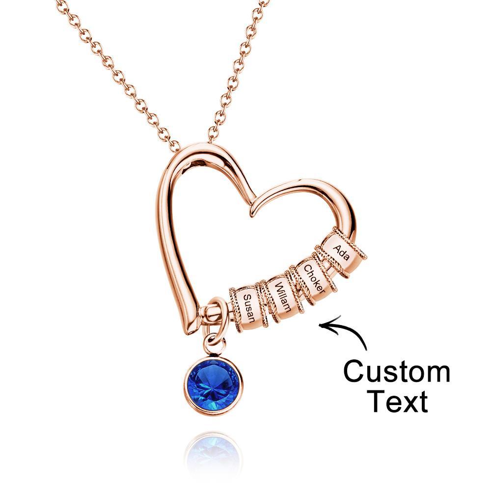 Heart Necklace with Engraved Beads Personalized Charming Necklace for Mom - NameNecklace